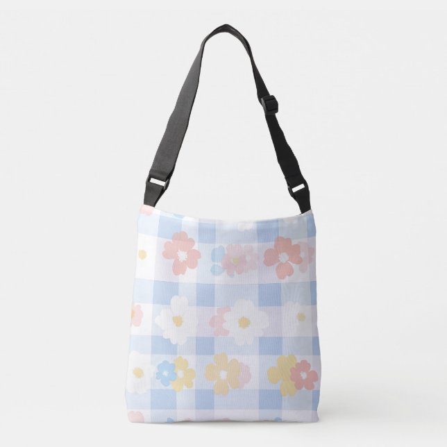 Bolsa Ajustável Azul Verificado Floral (Frente)