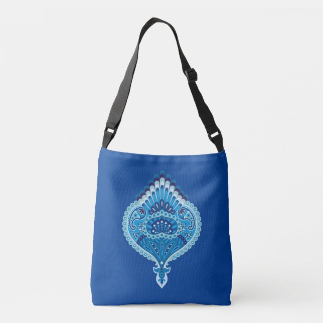 Bolsa Ajustável Azulado - Paisley Emplumado (Verso)