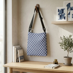 Bolsa Ajustável Azulejo Moderno Azul Marroquino Padrão Geométrico