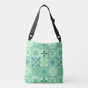 Bolsa Ajustável azulejos ornamentados em verde e branco
