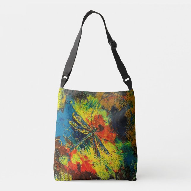Bolsa Ajustável Bag de Abstrato de Dragonfly Cross Body (Verso)