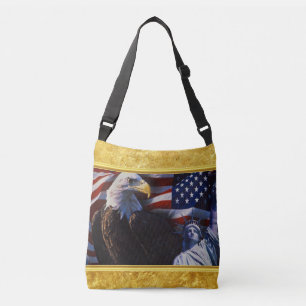 Bolsa Ajustável Bald Eagle e Estátua da Liberdade e bandeira ameri