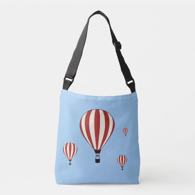 Bolsa Ajustável Balões vermelhos e brancos no azul celeste (Frente)