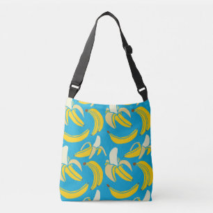 Bolsa Ajustável Bananas amarelas, padrão de fundo azul