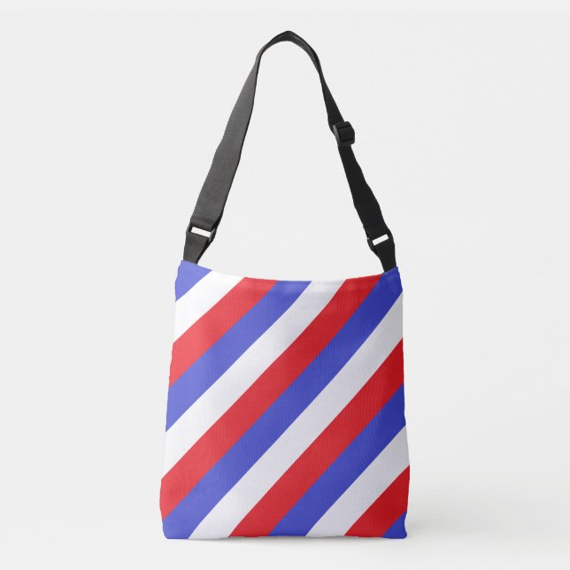 Bolsa Ajustável Bandas de Diagonal Vermelho Branco Azul (Frente)