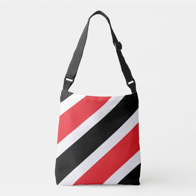 Bolsa Ajustável Bandas de Diagonal Vermelho Branco Preto (Frente)