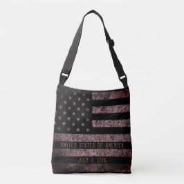 Bolsa Ajustável Bandeira Americana do Grunge Negro e Rosa