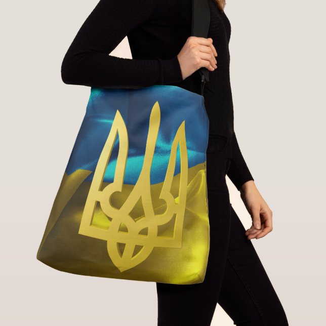 Bolsa Ajustável Bandeira de Ucrânia 3D e sacola de Tryzub (Close Up)