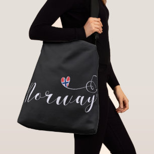 Bolsa Ajustável Bandeira Norueguesa Em Coração, Noruega