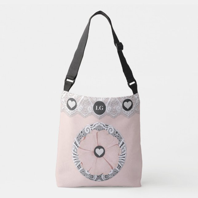 Bolsa Ajustável Banheira Floral bonito Lacy Soft Pink (Frente)