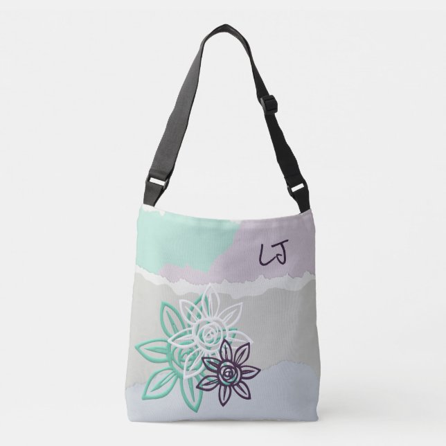 Bolsa Ajustável Banheira Floral Monograma bonito Pastel (Frente)