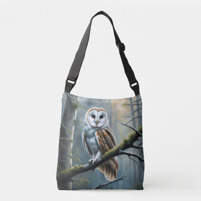 Bolsa Ajustável Barn Owl em uma Floresta (Frente)