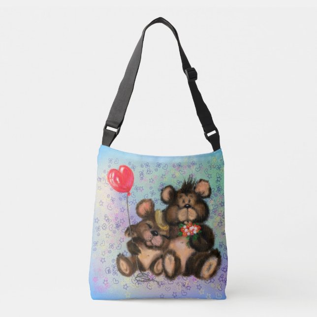 Bolsa Ajustável Bear Family com Bag Crossbody de Balão Cardíaco (Frente)