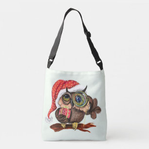 Bolsa Ajustável Bebê-Coruja Divertida No Chapéu de Natal e Prese