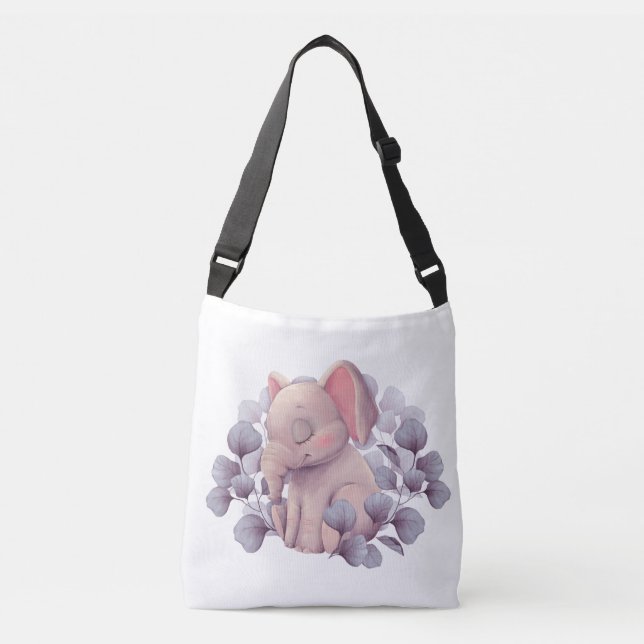 Bolsa Ajustável Bebê Elefante Fofo Dormindo com Folhas (Frente)