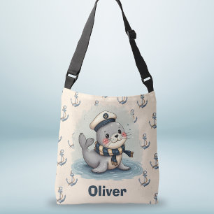 Bolsa Ajustável Bebê Foca Fofa com Chapéu e Cachecol de Marinheiro