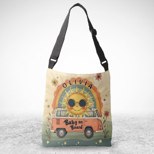 Bolsa Ajustável Bebê Sorridente Groovy Retro Sol, Vibrações de Paz