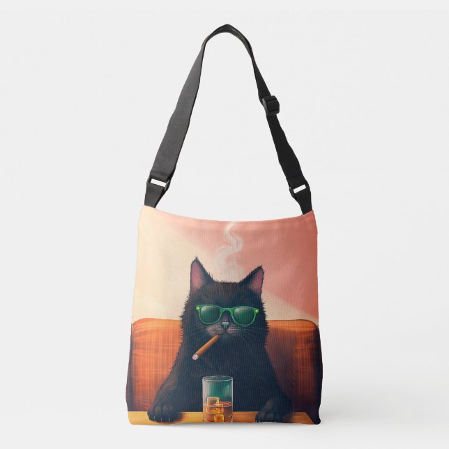 Bolsa Ajustável Bebendo de Gato do rico Whiskey (Frente)