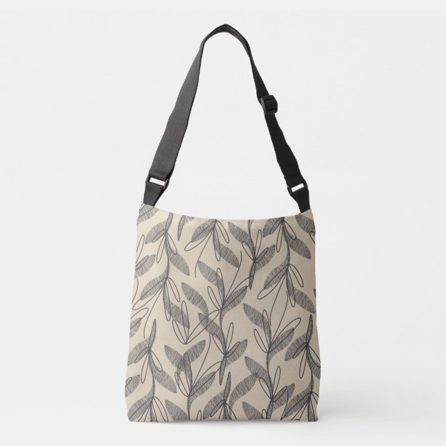Bolsa Ajustável Beige da Cinza Botânica Moderna do meio século (Frente)