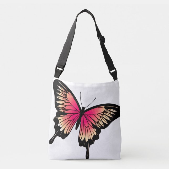 Bolsa Ajustável Bela borboleta rosa Bag de toalha (Frente)