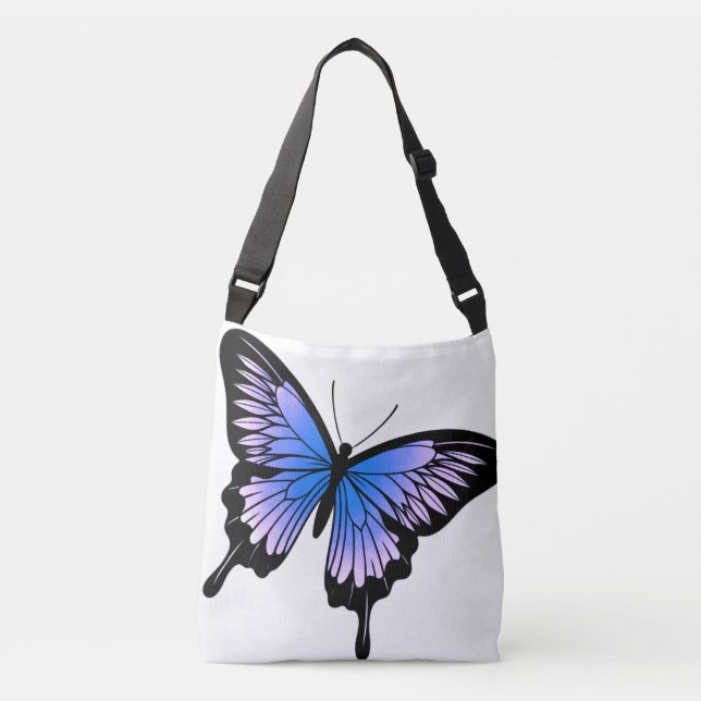 Bolsa Ajustável Bela Borboleta Violeta Cruzada Corpo Saco (Frente)