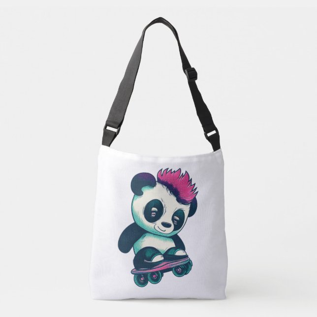 Bolsa Ajustável Bela Panda Bela com Mohawk | Skater Panda (Frente)