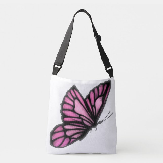 Bolsa Ajustável Belo borboleta rosa, cruz-tote-bag (Frente)