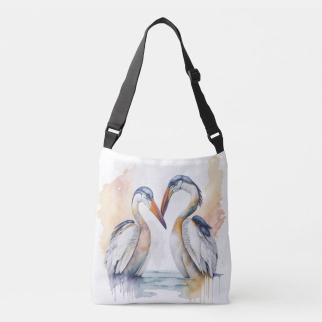 Bolsa Ajustável Belo Casal Pelicano, "Pelican Love Bonds" (Frente)