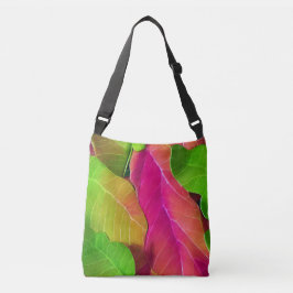 Bolsa Ajustável Belo padrão de folha rosa e verde