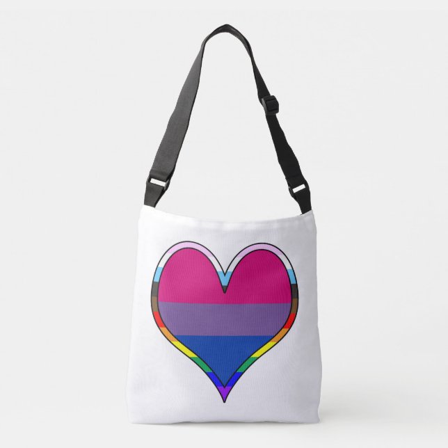 Bolsa Ajustável Bi Pride Heart Crossbody Bag (Frente)