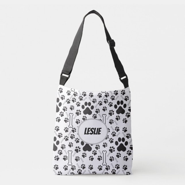 Bolsa Ajustável Black and white Footprint pet (Frente)