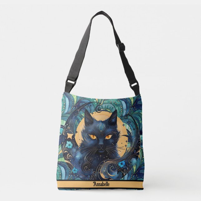 Bolsa Ajustável Black Cat e Celestial Moon Crossbody (Frente)