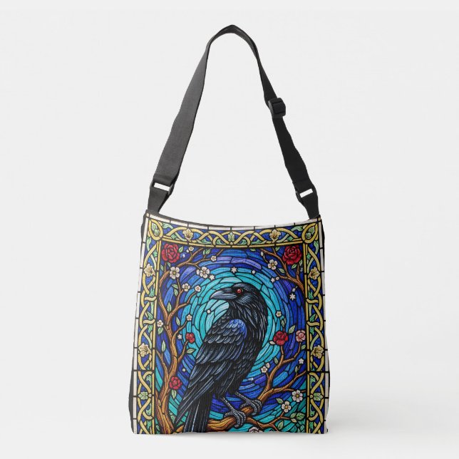 Bolsa Ajustável Blackbird Staind Glass Corvid Raven (Frente)