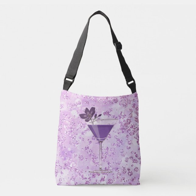 Bolsa Ajustável Bling de Lavanda de coquetel roxo (Frente)