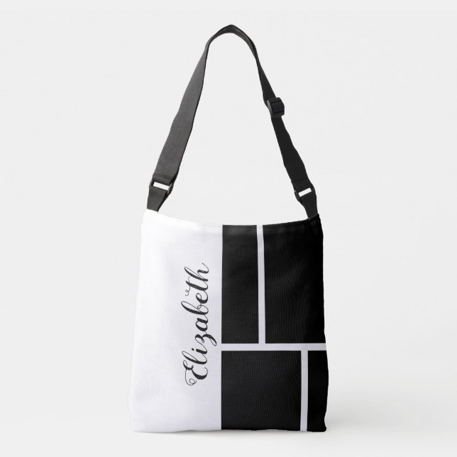 Bolsa Ajustável Bloco de Cores Inspirado Mondrian do Nome Branco P (Frente)