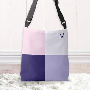 Bolsa Ajustável Blocos de Cores Modernos Quadrados Simples Monogra