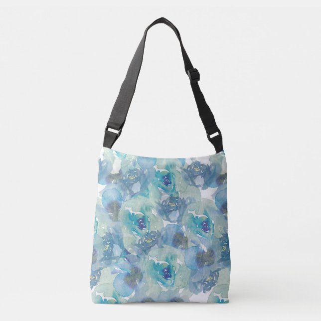 Bolsa Ajustável Blue Floral Crossbody Bag  (Frente)