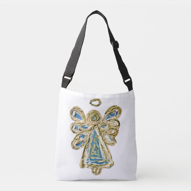 Bolsa Ajustável Blue Guardian Angel Purse Art Cross Body Bag (Frente)