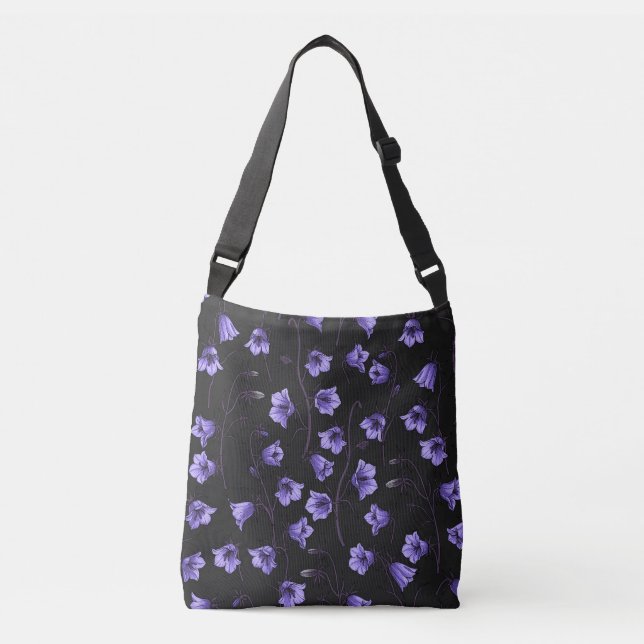 Bolsa Ajustável Bluebells à meia-noite, Harebeldes, Flores (Frente)