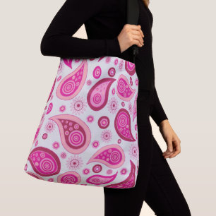 BOLSA AJUSTÁVEL BOHO BOHEMIAN PINK PAISLEY CROSSBODY BAG