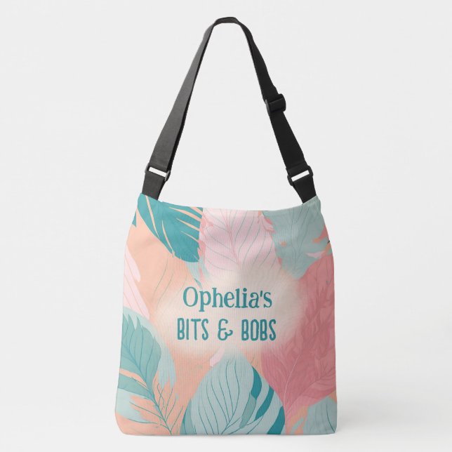 Bolsa Ajustável Boho Chic Coral Turquoise Deixa Nome Bebê (Frente)
