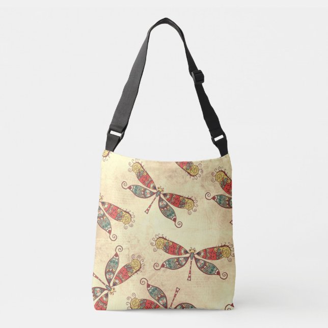 Bolsa Ajustável Boho Dragonflies na Sepia (Frente)