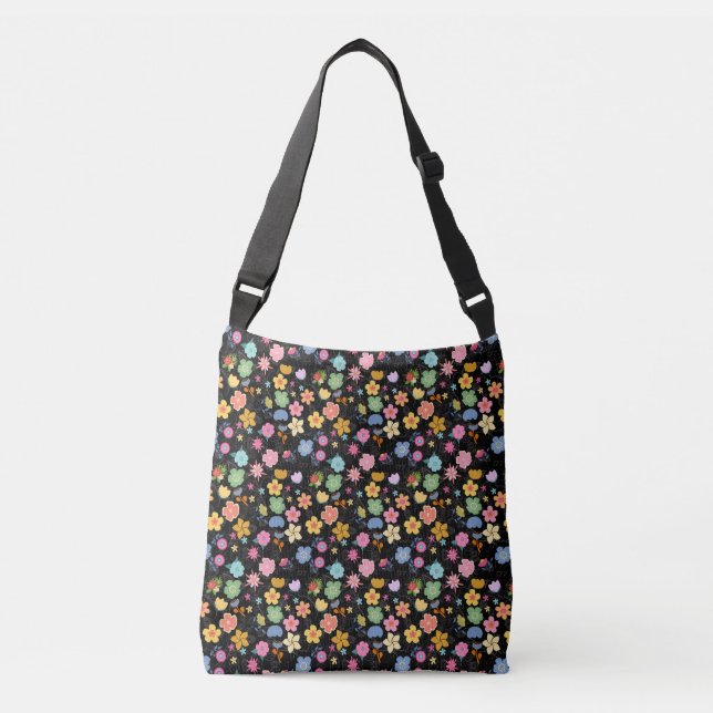 Bolsa Ajustável Boho Flowers Padrão B01.b Preto BG (Frente)
