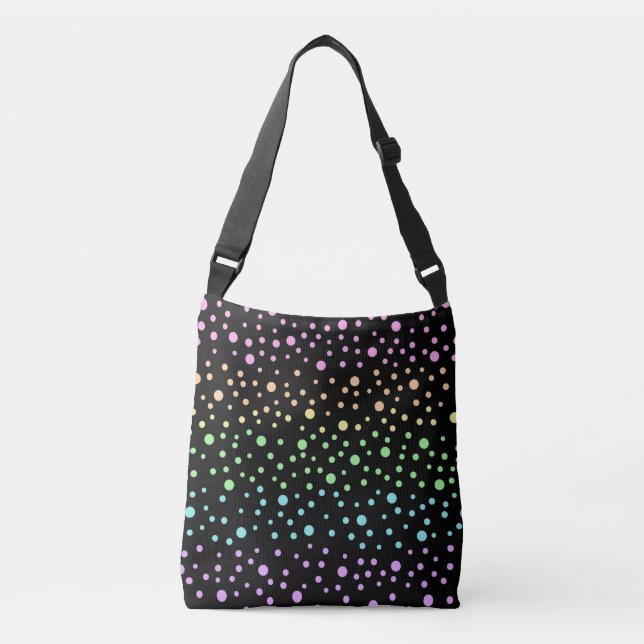 Bolsa Ajustável Bolinhas Arco-Íris na Bag Black Crossbody (Frente)