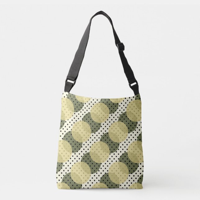 Bolsa Ajustável Bolinhas verde-preto no creme (Frente)