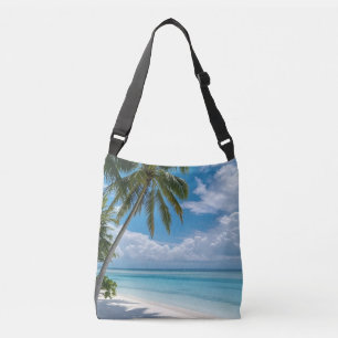 Bolsa Ajustável "Bolsa transversal azul de praia tropical com palm