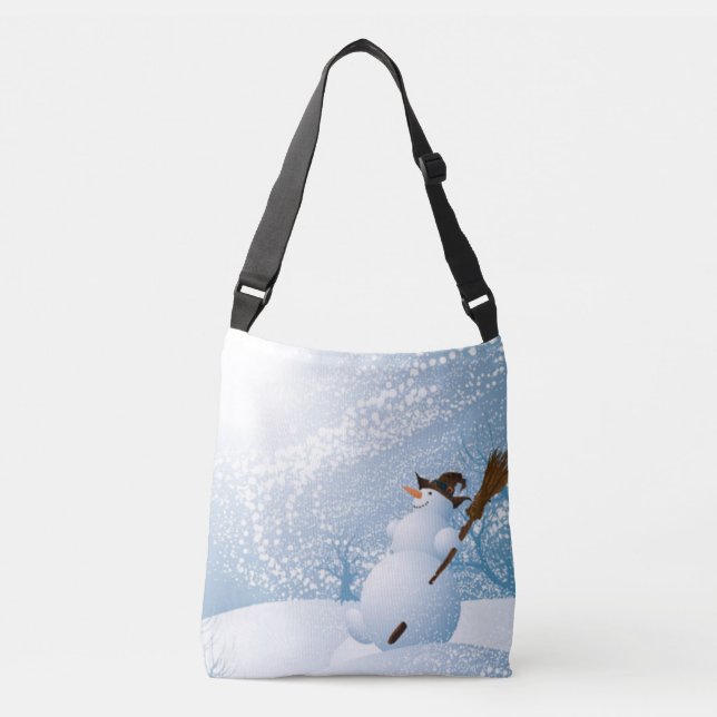 Bolsa Ajustável Bonito boneco de neve em Pastel Blues (Frente)