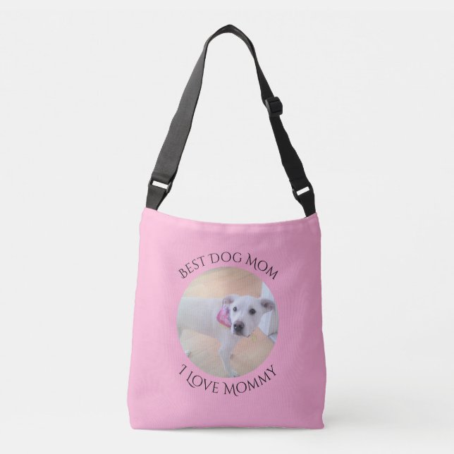 Bolsa Ajustável Bonito Cachorro Branco, Rosa, Bonito, Melhor Mãe (Frente)