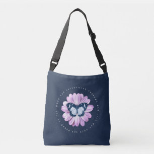 Bolsa Ajustável Borboleta-branca numa citação inspiradora rosa mar