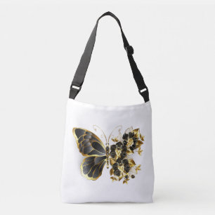 Bolsa Ajustável Borboleta Flor Dourada com Orquídea Preta